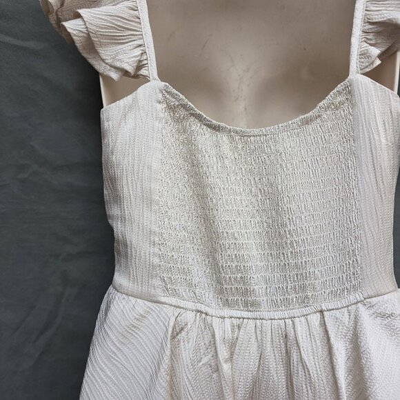 Altar'd State Champagne Dress Ruffle Tiered Satin Romantic Sz XS Sweetheart Neck - Picture 4 of 7